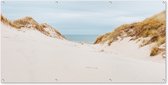 Wanddecoratie buiten Zee achter de duinen - 160x80 cm - Tuindoek - Buitenposter