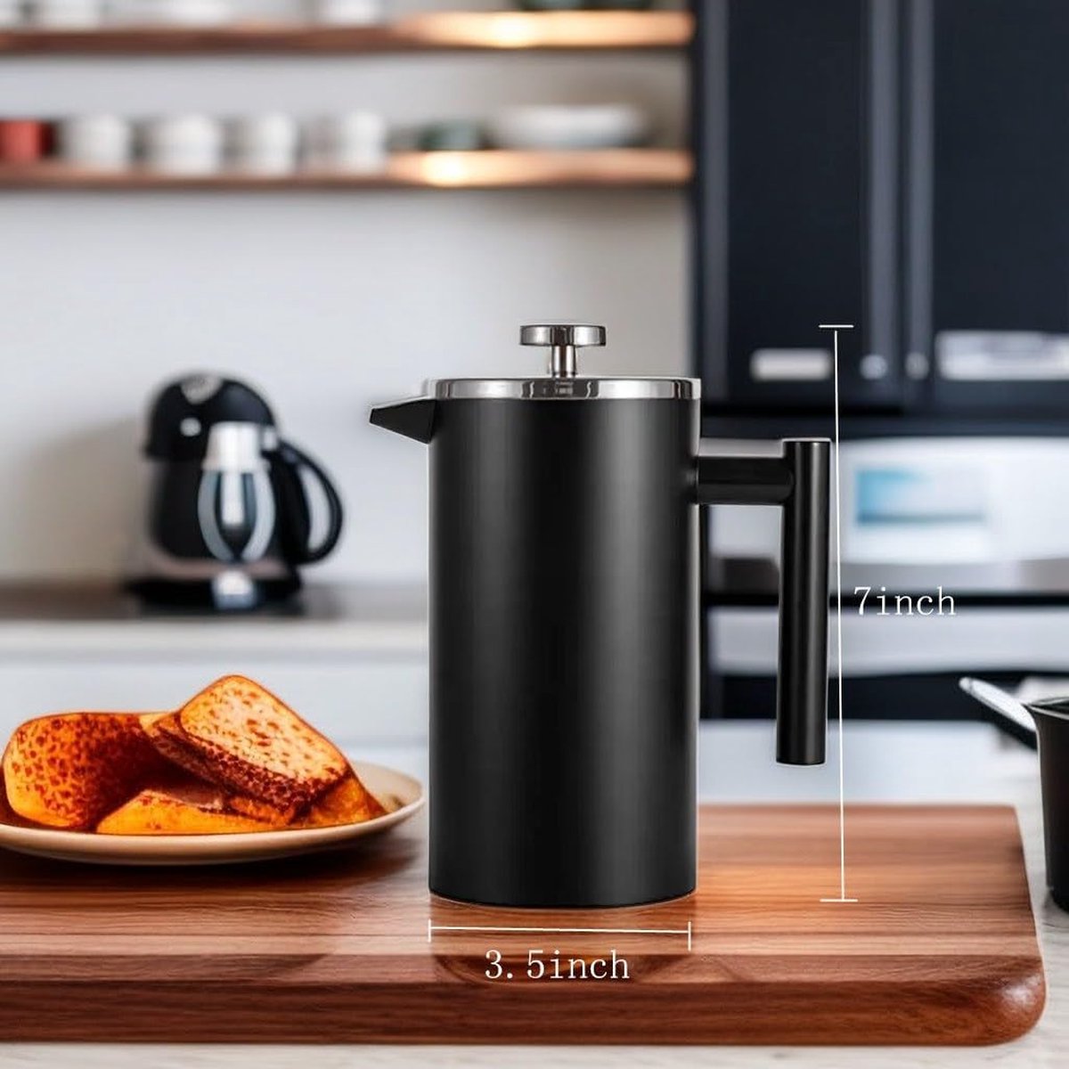 koffiezetapparaat- draagbare cafetière met drievoudige filters- hittebestendig glas met roestvrijstalen 650 Milliliter