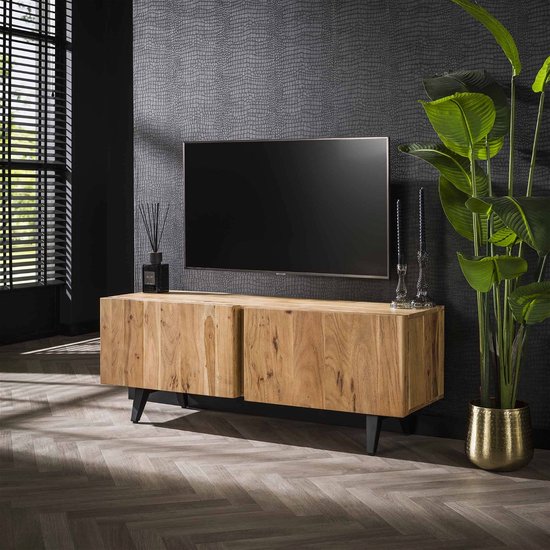 Tv-meubel Naturel Acaciahout - 2-Deurs - 135x40x50cm - Block
