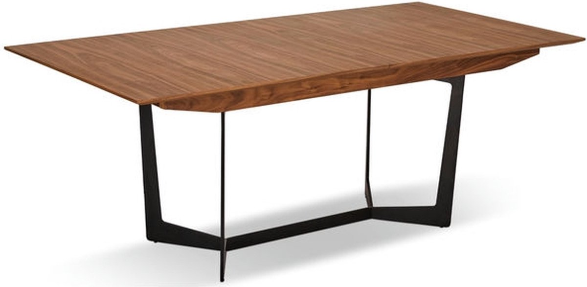 Uitschuifbare Eettafel Walnootbruin - Eiken Fineer/Metaal - 200-250x100x76cm - Eetkamertafel Tokyo