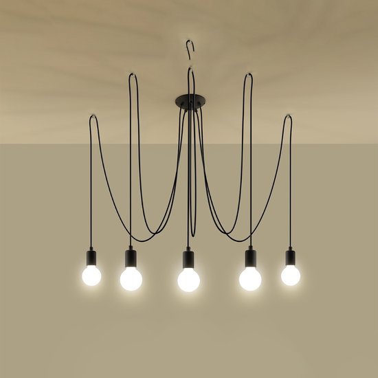 Hanglamp Edison Zwart 5-Lichts - Giga Meubel