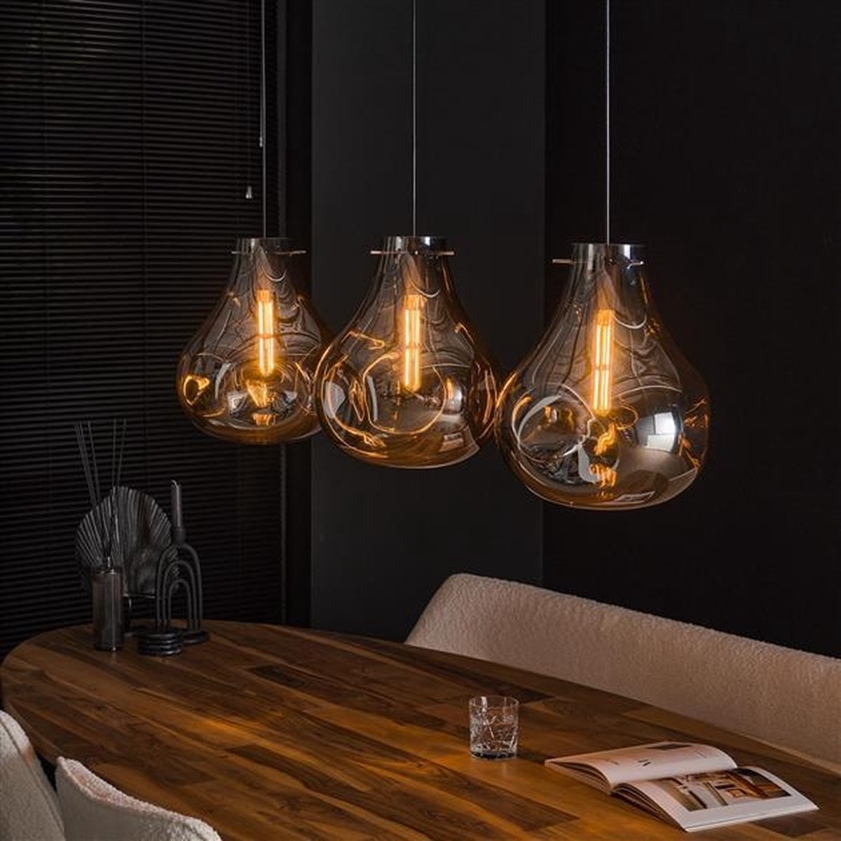 Giga Meubel Hanglamp Dent Artic - Zwart Glas - 150x115x28cm