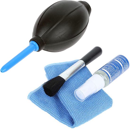 BRESSER Schoonmaaksetje voor Lenzen - BR-LP20 - 4-delig - Blaasbalg, Borsteltje, Vloeistof en Microvezel Doekje
