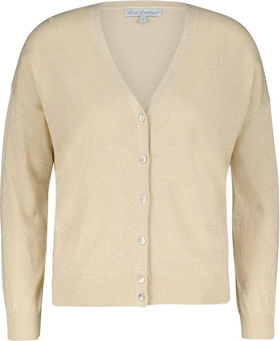 Red Button Vest Cardigan Fine Knit Lurex Srb4196a Champagne/gold Dames Maat - L