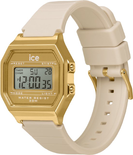 Ice Watch ICE digit retro - Metal gold mirror - Almond skin 022732 Horloge - Siliconen - Crème - Ø 33 mm
