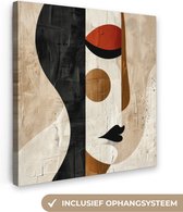 Canvas schilderij 50x50 cm - Wanddecoratie Gezicht - Abstract - Kunst - Vormen - Muurdecoratie woonkamer - Kamer decoratie modern - Abstracte schilderijen