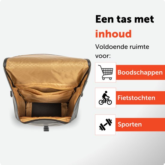 New Looxs Odense Single - Enkele Fietstas - Waterdicht Polyester - Afneembare Fietstas Enkel - Geschikt voor Elektrische Fietsen - 17,5 liter - Zwart van New Looxs — afbeelding 5