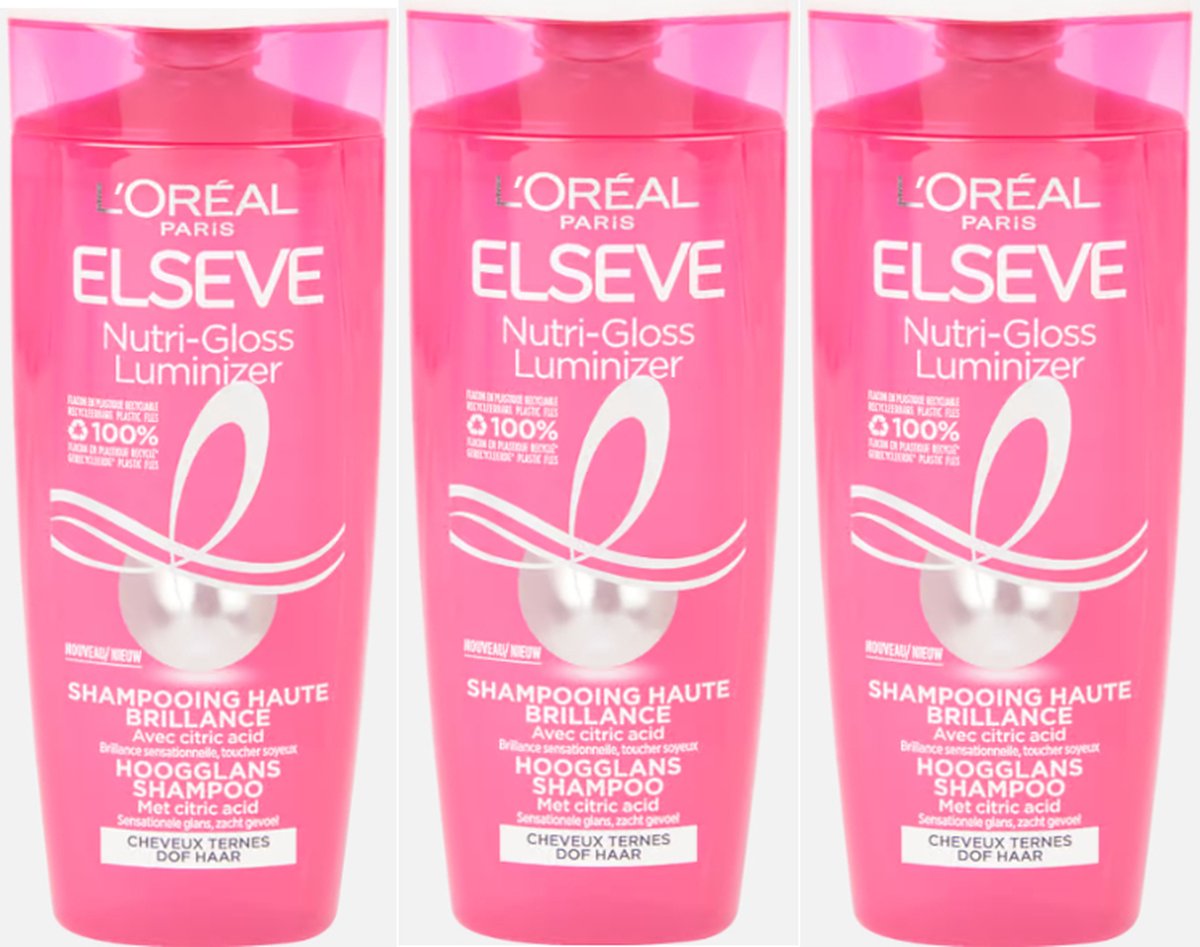 L Oréal Paris 3x L'Oréal Elvive Voordeelpak Shampoo Nutri-Gloss Luminiser 3x 250 ML