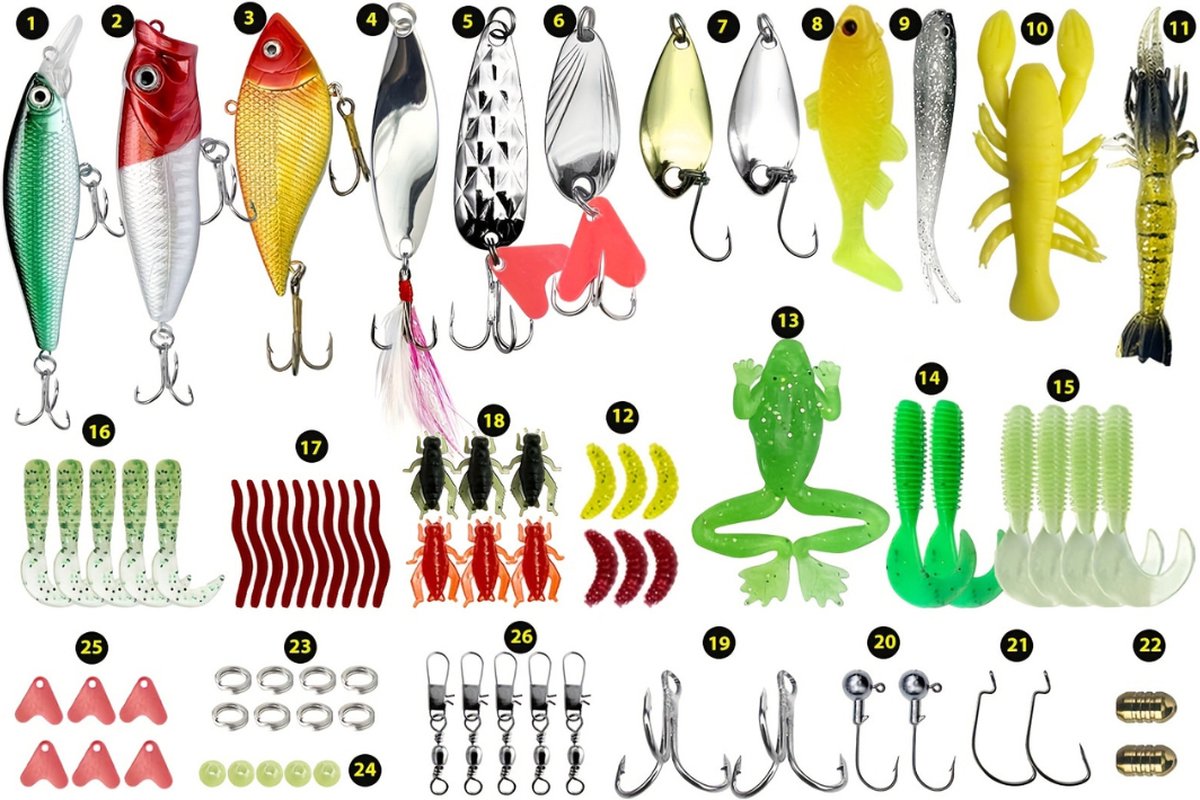 Livano Visspullen - Viskoffer - Tacklebox - Kunstaas - Vis Accessoires - Hengelsport - Spullen - Roofvis - Karper - Snoek - 78 stuks