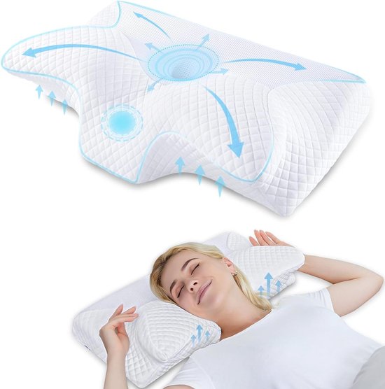 Cervicale Kussen Memory Foam - Contour Orthopedisch Nek Bed Kussen voor Zijslapers ter ondersteuning - Wit 60 x 35cm wedge pillow