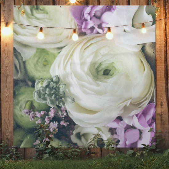 Poster Jardin Fleurs - Roses - Nature - 200x200 cm - Toile jardin - Poster extérieur