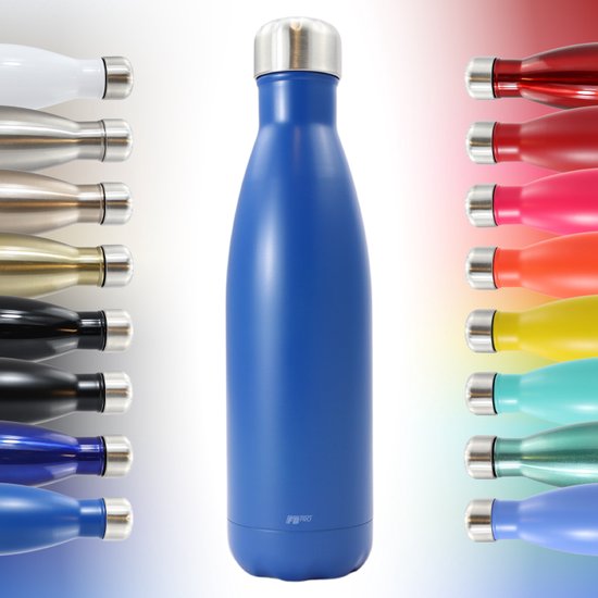 Foto: Thermosfles drinkfles waterfles modern slank design thermos fles voor de warme en koude dagen dubbelwandig robuuste thermoskan 500ml sea blue mat blauw