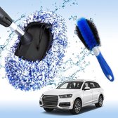 Autoborstelhoes, microvezel wasborstelovertrek, krasvrije autowas, borstelovertrek met velgenborstel, voor SB coating, wasinstallaties en wasboxen, blauw