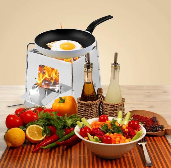 picknickbarbecueDraagbare Roestvrij staal Opvouwbare Houtskool BBQ Grill Afneembare Kleine BBQ Grill grillset winddicht Camping Buiten Reizen Met Draagtas van Merkloos — afbeelding 4