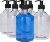 6x 500 ml Pharma PET Fles met Dispenserpomp - Plastic Flesjes Navulbaar voor Vloeistoffen, Voeding Cosmetische & Farmaceutische Producten - PET Kunststof - Voedselveilig & Duurzaam - Transparant Zwart - Set van 6 Stuks