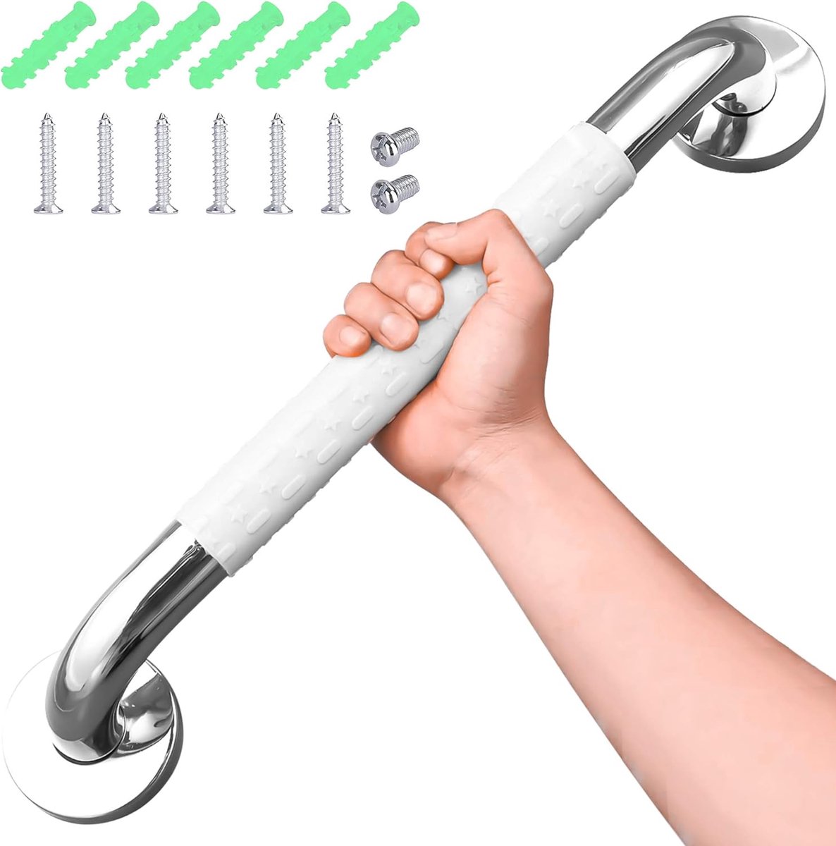 Bad Safety Grab Rail Wit,50CM roestvrij staal, antislip douche handgrepen voor ouderen, grijpen bar met ribbels, voor handdoekrek, gehandicapten,badkamer veiligheidshulp