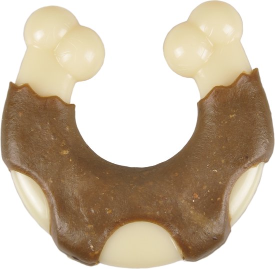 Flamingo - Hondenspeelgoed Nylon Hide Hoefijzer - Bruin - 12 x 12 x 3 cm