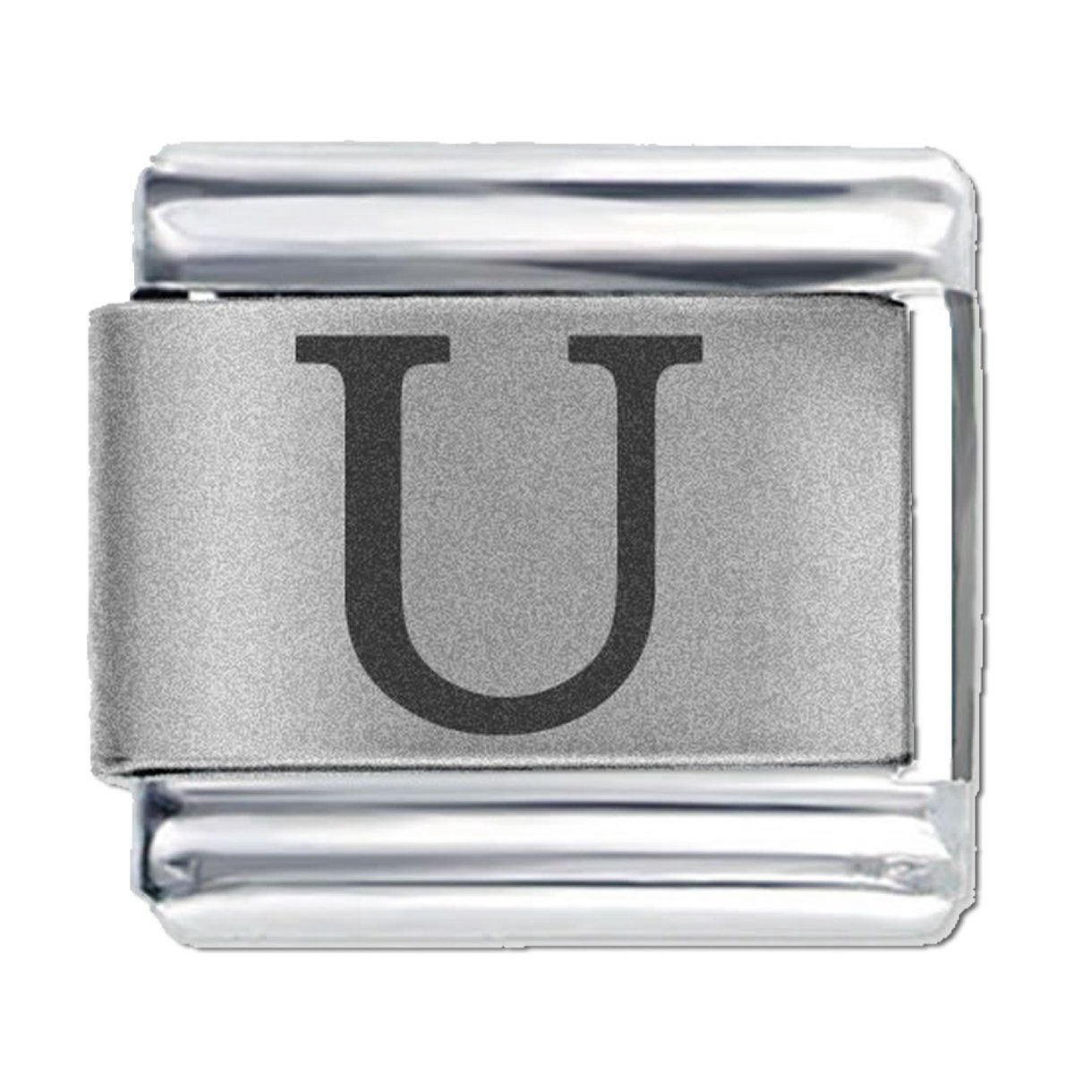 Schakel - Bedel - 9mm - Letter U - Laser Alfabet - Charms - Geschikt voor voor Italiaanse Bedelarmband - Schakelarmband - Italiaanse Schakelarmbanden