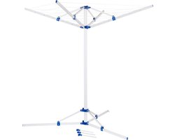 Droogmolen met Voet voor Camping & Thuis - Wasrek Staand - Droogrek Inklapbaar - Wit met Blauw