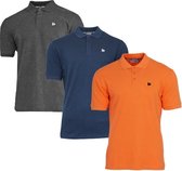 3-Pack Donnay Polo (549009) - Sportpolo - Heren - Charcoal-marl/Navy/Apricot orange (572) - maat XXL