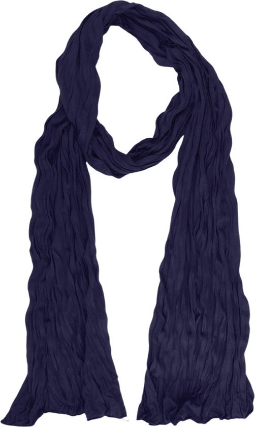 Accessories Junkie Amsterdam- Lang- Katoen- Effen- Dames- Sjaaltje-Smalle- Zomer- Gekreukeld- Shawl- Kado- Navy