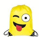 Emoji tas | Wink gezicht met uitgestoken tong en knipoog | Smiley tas | Ideaal als gymtas/ zwemtas/ sporttasje