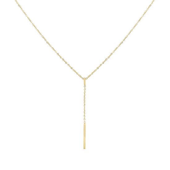 Mint15 Ketting klein balkje/staafje - Chique Y-ketting - Goud RVS/Stainless Steel