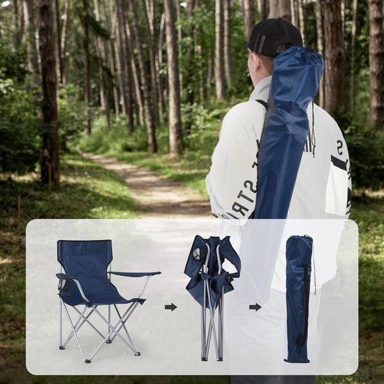 Lot De 3 Chaises De Camping Pliantes NOIRES - Robustes, Avec Porte-gobelet Et Sac De Transport