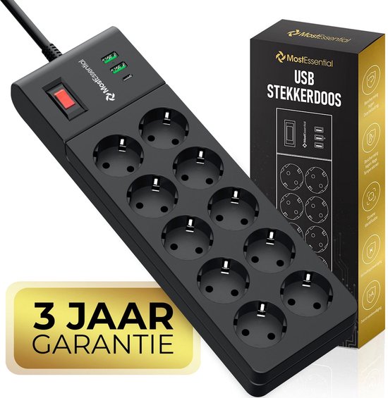 MostEssential Premium 13-Voudige Stekkerdoos - USB-C