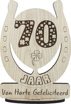 70 jaar - houten verjaardagskaart - wenskaart om iemand te feliciteren - kaart verjaardag 70 - 17.5 x 25 cm