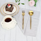 Zachte eenvoudige gestreepte katoenen linnen servetten van gemengd diner, 12 stuks (40 x 30 cm) voor evenementen en thuisgebruik (grijs)