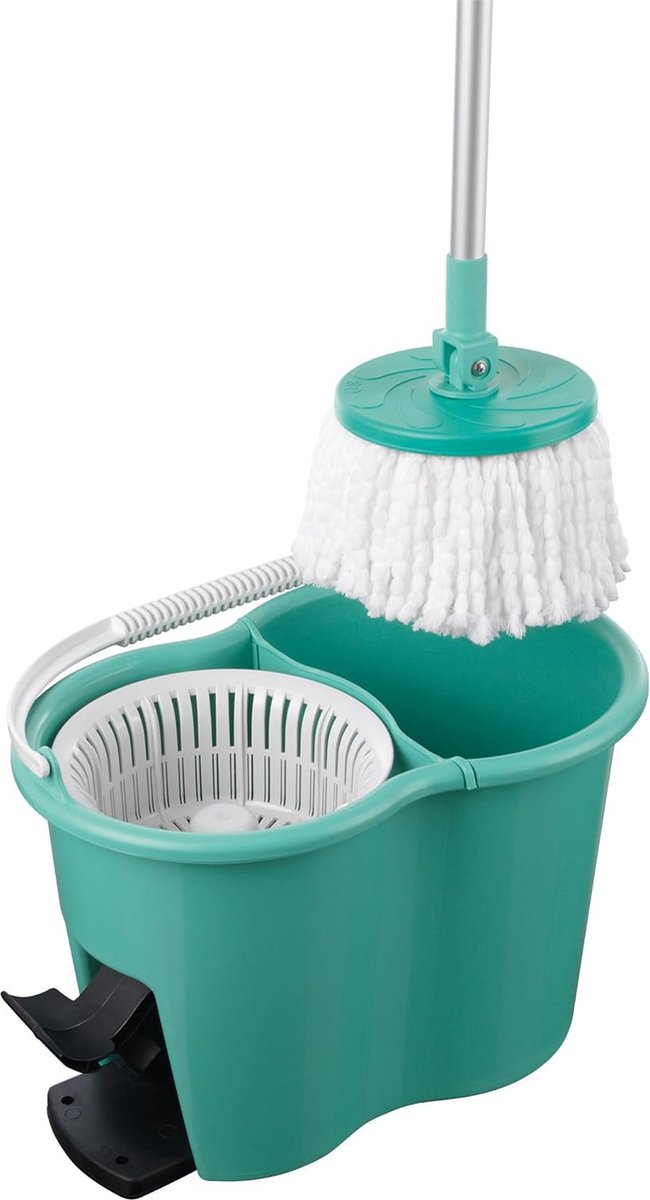 Goedkoopste Power-dweilmop met speciale emmer - twee-kamer filtersysteem en vuilwaterfilter - ontworpen in Duitsland - turquoise mop and bucket set