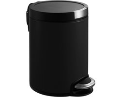 EKO - Artistic pedaalemmer 5 liter - Stainless steel Plastic - mat zwart - Prullenbak