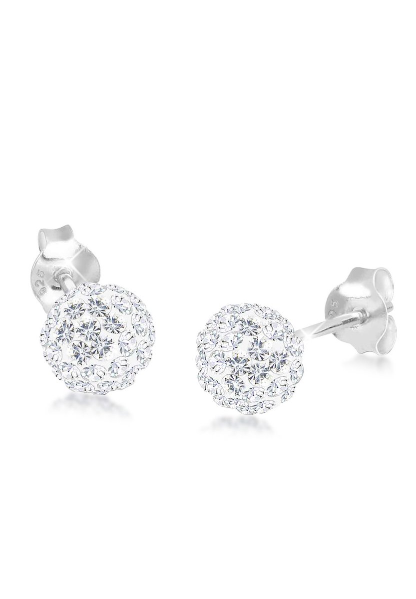 Elli - Oorbellen - Dames Oorsteker Bol Elegant met Kristallen in 925 Sterling Zilver - Dames