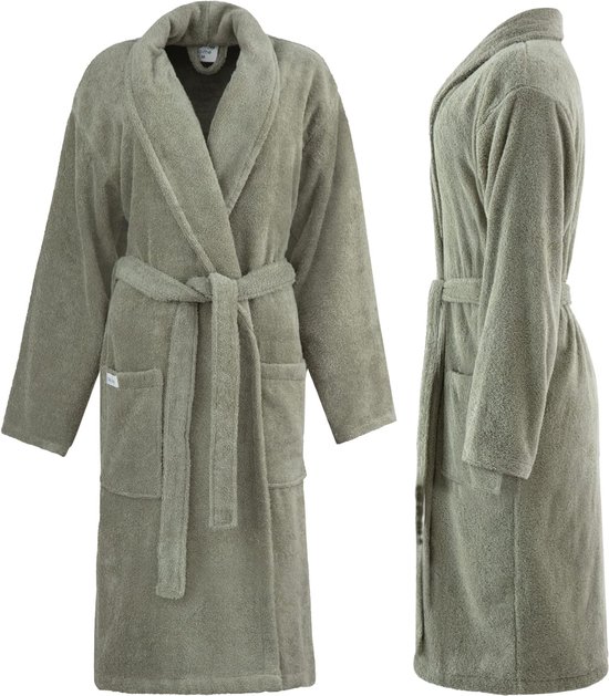 Badjas voor dames en heren van 100% katoen, ochtendjas, badstof, behaaglijk, warm en behaaglijk, sneldrogend, zacht, absorberend, badjassen 400 g/m²