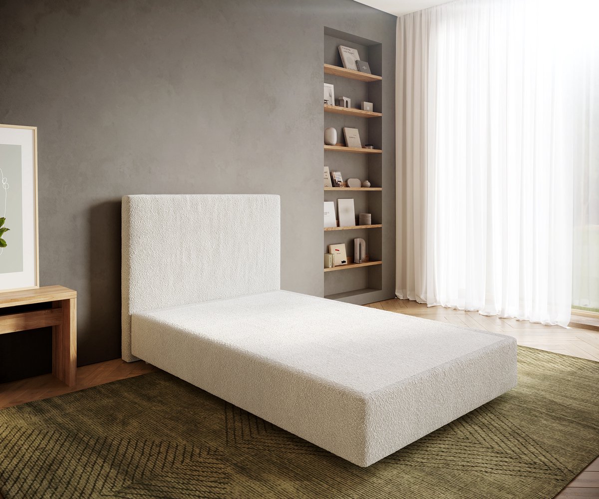 Boxspringframe Dream-Well Bouclé Crème-Wit 120x200 cm Bedframe