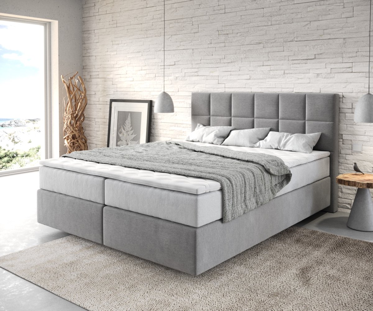 Boxspringbed Dream-Fine Microvezel Grijs 160x200 cm met TFK Matras en Visco Topper