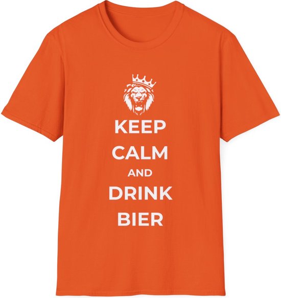 EK MERCH - Keep Calm And Drink Bier - MAAT S (Maat S-2XL beschikbaar) - EK Voetbal 2024 - T shirts - Unisex T-shirt - Oranje shirts - Support Nederland met dit Voetbal shirt