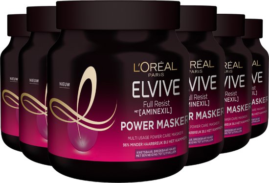 L'Oréal Paris Elvive Full Resist Power Masker - Haarmasker - Kwetsbaar, Breekbaar Haar - 6 x 680ml