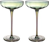 Intirilife 2x Martiniglas met Regenboog Glinstering en Golvende Vorm - 140 ml Inhoud - Cocktail Glas Vaatwasmachinebestendig Schokbestendig Kristalglas