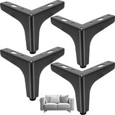 Bastix - 4 stuks meubelpoten, zwart, 10 cm hoog, metalen poten voor meubels met schroeven voor kasten, tv-kasten, nachtkastje