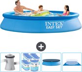 Intex Rond Opblaasbaar Easy Set Zwembad - 305 x 61 cm - Blauw - Inclusief Pomp Filters - Afdekzeil - Grondzeil