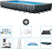 Intex Rechthoekig Ultra XTR Frame Zwembad - 975 x 488 x132 cm - Inclusief Pomp - Ladder - Grondzeil - Afdekzeil Onderhoudspakket - Filterbollen - Solar Mat