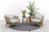 Garden Impressions Ensemble de salon Talara - 3 pièces - acacia blanc délavé - corde sable - sable du Sahara