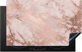 KitchenYeah® Inductie beschermer 80x50 cm - Marmer print - Roze - Luxe - Marmerlook - Glitter - Design - Kookplaataccessoires - Afdekplaat voor kookplaat - Inductiebeschermer - Inductiemat - Inductieplaat mat