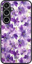 Casimoda® hoesje - Geschikt voor Samsung Galaxy A55 - Floral Violet - Zwart TPU Backcover - Bloemen - Paars