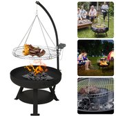 Cheqo® Barbecue réglable - BBQ - Barbecue à Charbon de bois - Foyer extérieur en métal - Hauteur de cuisson réglable - Cheminée de jardin avec BBQ