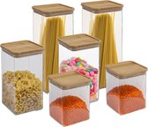 5Five - Voedsel/keuken voorraadpotten set 6x stuks - kunststof/bamboe