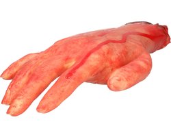 Erfurth Halloween bloederige nep hand - 15 x 23 cm - kunststof - enge/griezelige decoraties