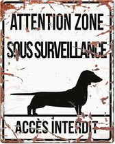 D&d Home - Waakbord - Hond - Warning Sign Square Dachshund F 20x25cm Wit - 1st